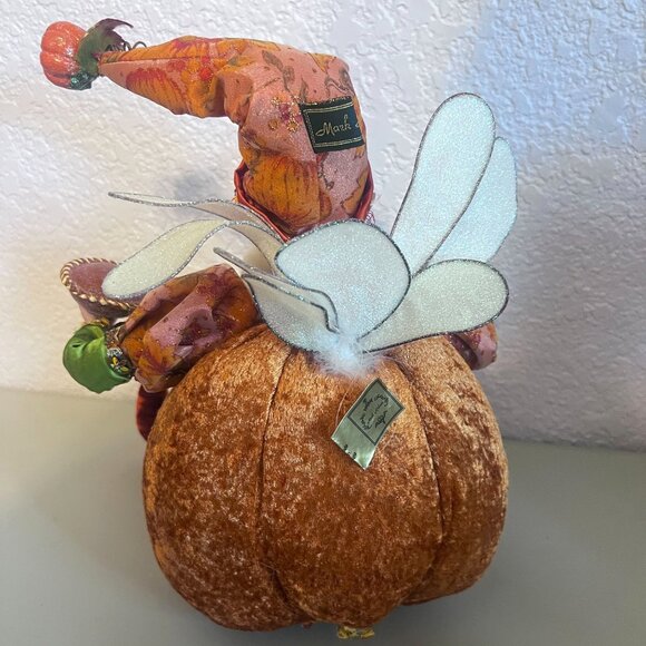 Mark Roberts Fairy Elf Pumpkin Velvet Glitter Bling Collectible Holidaycore - Picture 3 of 9